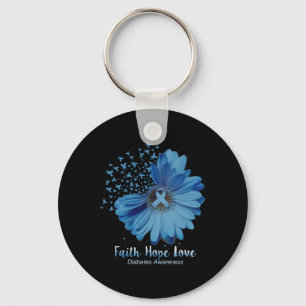 Faith Hope Love Diabetes Awareness Sunflower Key Ring