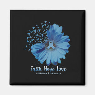 Faith Hope Love Diabetes Awareness Sunflower Magnet