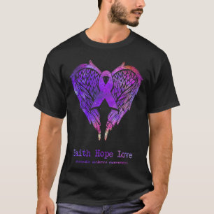 Faith Hope Love Domestic Violence Wings  Purple Aw T-Shirt