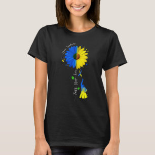 Faith Hope Love Down Syndrome Awareness Ribbon Yel T-Shirt
