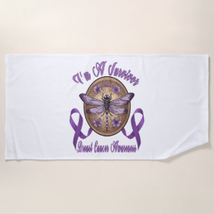 Faith Hope Love Dragonfly Breast Cancer Awareness Beach Towel