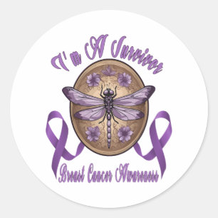 Faith Hope Love Dragonfly Breast Cancer Awareness Classic Round Sticker