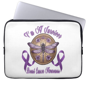 Faith Hope Love Dragonfly Breast Cancer Awareness Laptop Sleeve
