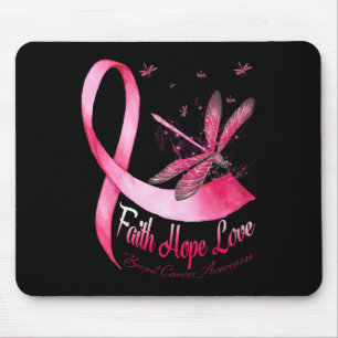 Faith Hope Love Dragonfly Breast Cancer Awareness Mouse Pad