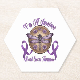 Faith Hope Love Dragonfly Breast Cancer Awareness Paper Coaster
