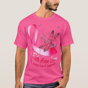 Faith Hope Love Dragonfly Breast Cancer Awareness  T-Shirt
