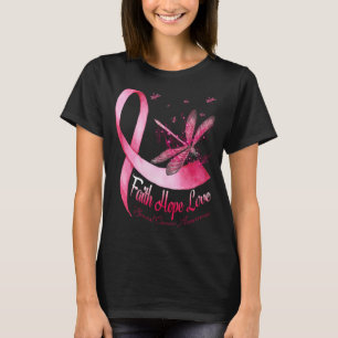 Faith Hope Love Dragonfly Breast Cancer T-Shirt