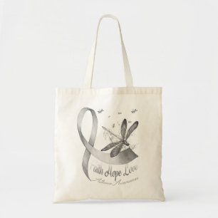 Faith Hope Love Dragonfly Grey Asthma Awareness Tote Bag