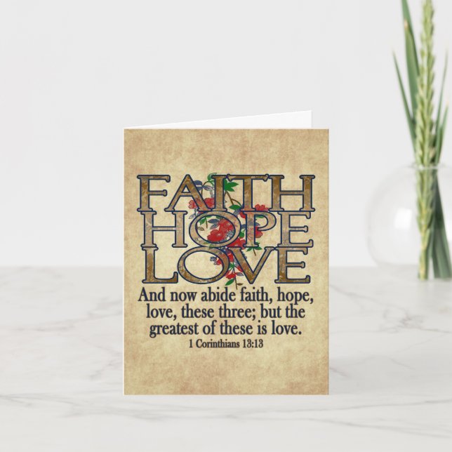 Faith Hope Love Elegant Bible Scripture Christian Card (Front)