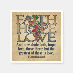 Faith Hope Love Elegant Bible Scripture Christian Napkin