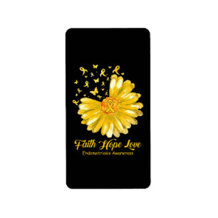 Faith Hope Love Endometriosis Awareness Label