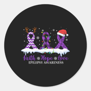 Faith Hope Love Epilepsy Awareness Christmas Ribbo Classic Round Sticker