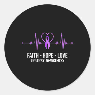 Faith Hope Love Epilepsy Awareness Costume Warrior Classic Round Sticker
