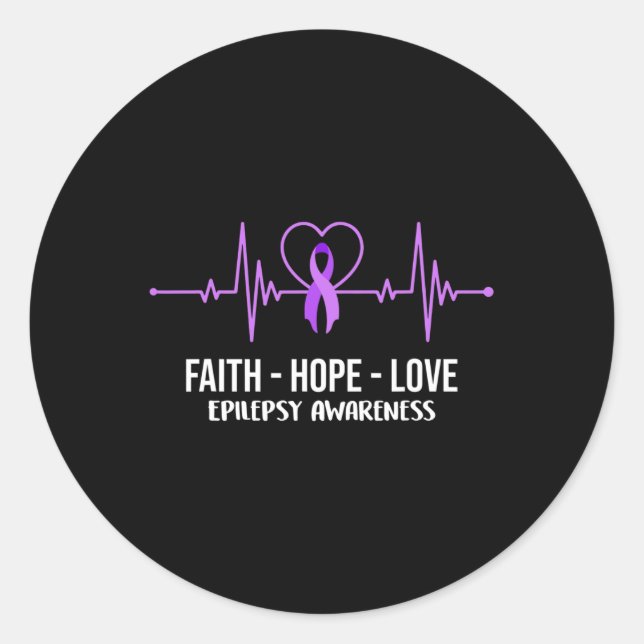 Faith Hope Love Epilepsy Awareness Costume Warrior Classic Round Sticker (Front)