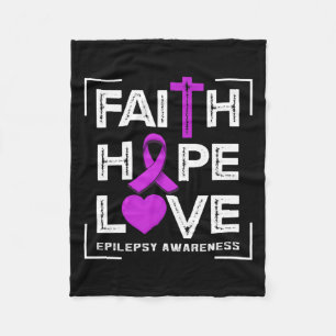 Faith Hope Love Epilepsy Awareness Fleece Blanket