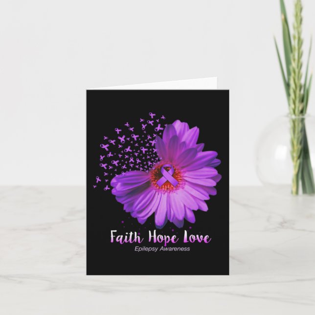 Faith Hope Love Epilepsy Awareness Sunflower  Card (Front)