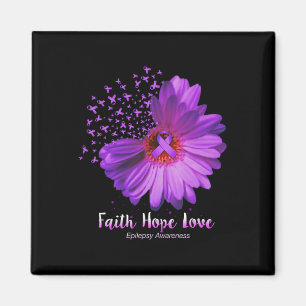 Faith Hope Love Epilepsy Awareness Sunflower Magnet