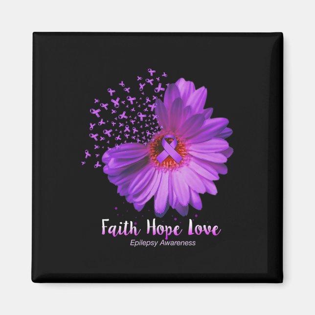Faith Hope Love Epilepsy Awareness Sunflower  Magnet (Front)