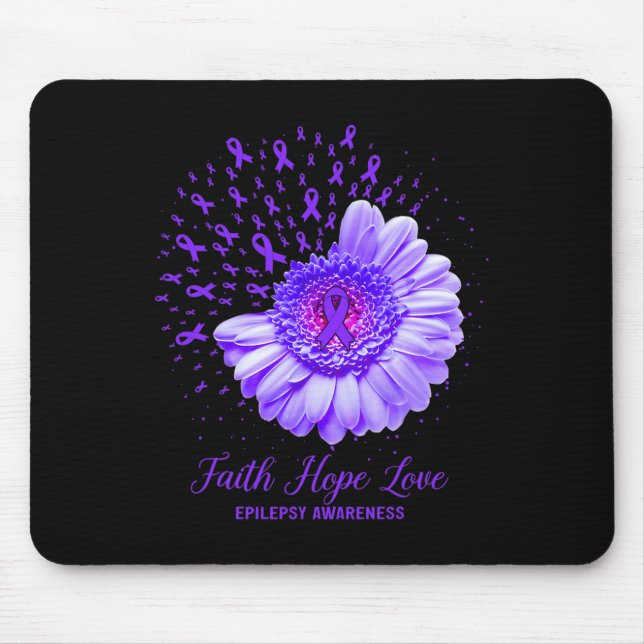 Faith Hope Love Epilepsy Awareness Survivor Fighte Mouse Pad (Front)