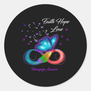 Faith Hope Love Fibromyalgia Awareness 1 Classic Round Sticker