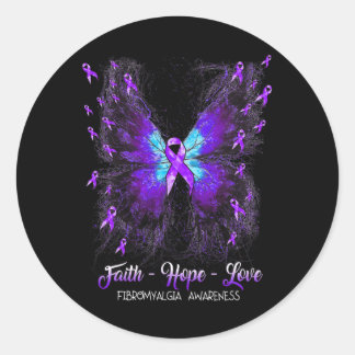Faith Hope Love Fibromyalgia Awareness 2  Classic Round Sticker