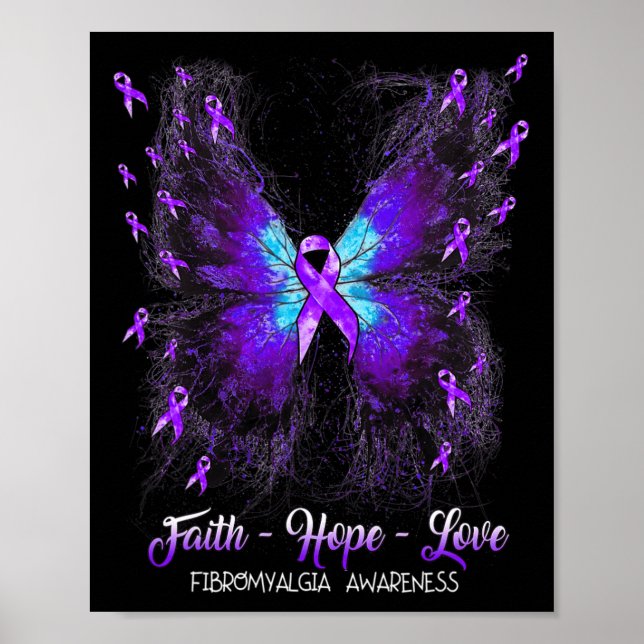 Faith Hope Love Fibromyalgia Awareness 2  Poster (Front)