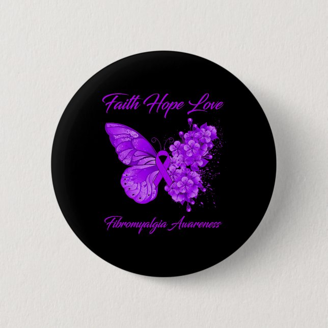 Faith Hope Love Fibromyalgia Awareness  6 Cm Round Badge (Front)