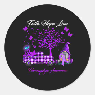 Faith Hope Love Fibromyalgia Awareness Gifts Classic Round Sticker