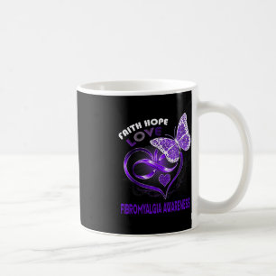 Faith Hope Love Fibromyalgia Awareness Heart Butte Coffee Mug