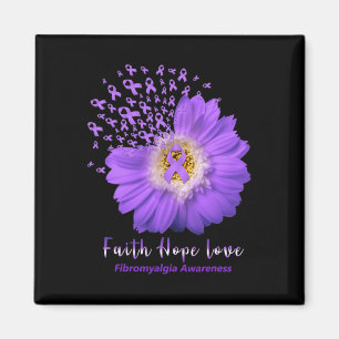 Faith Hope Love Fibromyalgia Awareness Purple Ribb Magnet