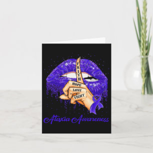 Faith Hope Love Fight Blue Ribbon Ataxia Awareness Card