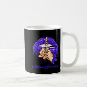 Faith Hope Love Fight Blue Ribbon Ataxia Awareness Coffee Mug