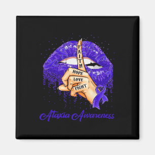 Faith Hope Love Fight Blue Ribbon Ataxia Awareness Magnet