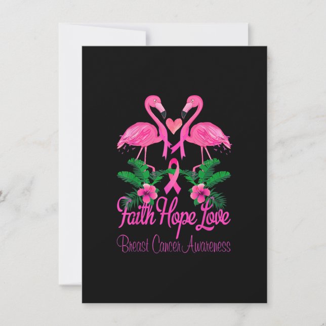 Faith Hope Love Flamingo Ribbon Breast Cancer Awar Invitation (Front)
