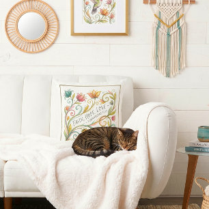 Faith Hope Love floral Cushion