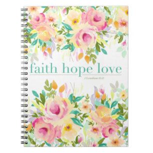 Faith Hope Love Floral Notebook (80 pages)