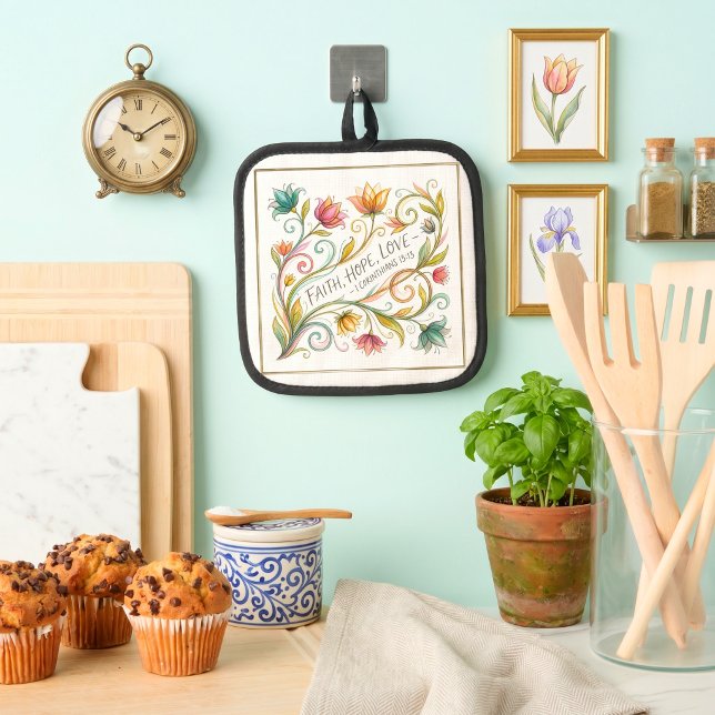 Faith Hope Love floral Pot Holder (Creator Uploaded)