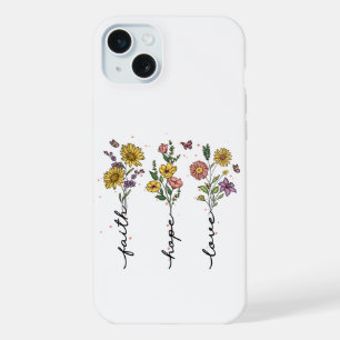 "Faith, Hope, Love" Floral Trio iPhone 15 Plus Case