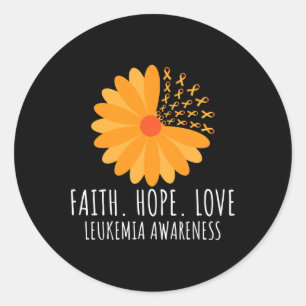 Faith Hope Love Flower Orange Ribbon Leukaemia Awa Classic Round Sticker