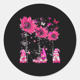 Faith Hope Love Gnome Ribbon Breast Cancer Awarene Classic Round Sticker