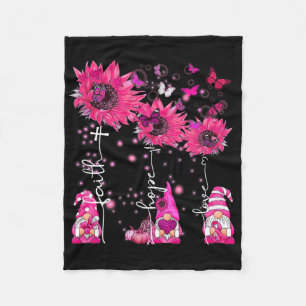 Faith Hope Love Gnome Ribbon Breast Cancer Awarene Fleece Blanket