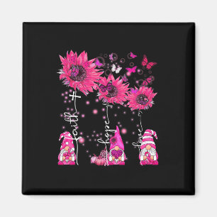 Faith Hope Love Gnome Ribbon Breast Cancer Awarene Magnet
