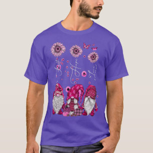 Faith Hope Love Gnome Ribbon Breast Cancer Awarene T-Shirt