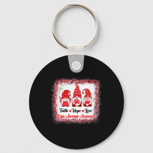 Faith Hope Love Gnomes Brain Aneurysm Awareness Le Key Ring