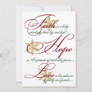 Faith, Hope, Love Gold Photo Christmas Card