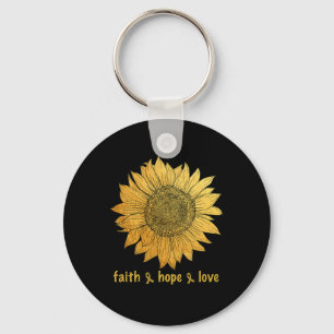 Faith Hope Love Gold Sunflower Childhood Cancer Aw Key Ring