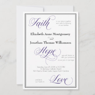 Faith Hope Love Graceful Script Wedding Invitation