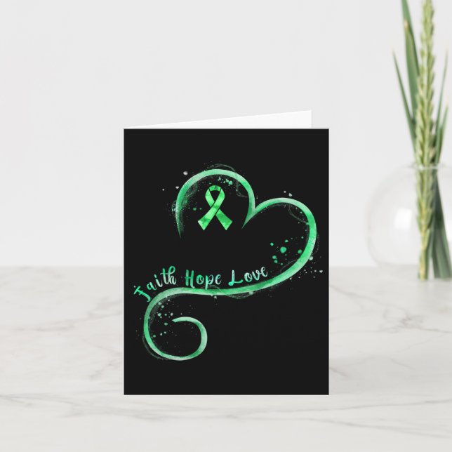 Faith Hope Love Green Ribbon Kidney Disease Awaren Card (Front)