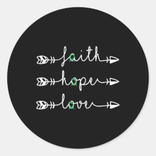 Faith Hope Love Green Ribbon Kidney Disease Awaren Classic Round Sticker