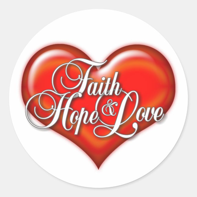 Faith Hope Love Heart Classic Round Sticker (Front)